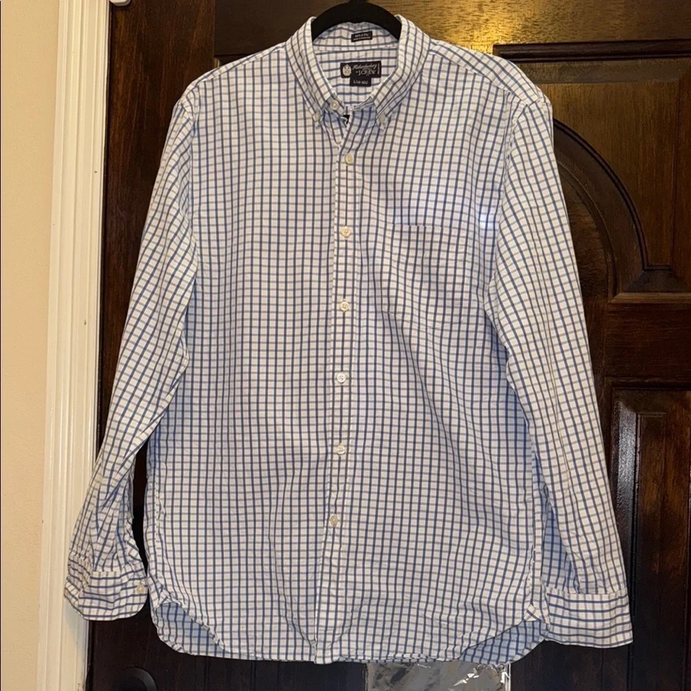 J. Crew Blue and White Casual Button Down Shirt
